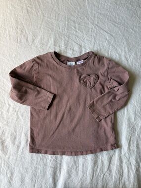 Zara Mocha Long-Sleeve Heart Top